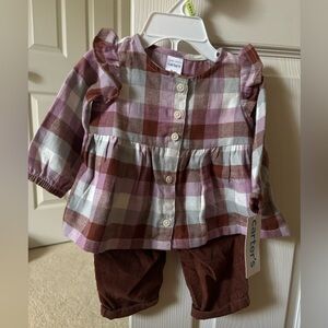Carter’s NWT plaid and corduroy two-piece outfit